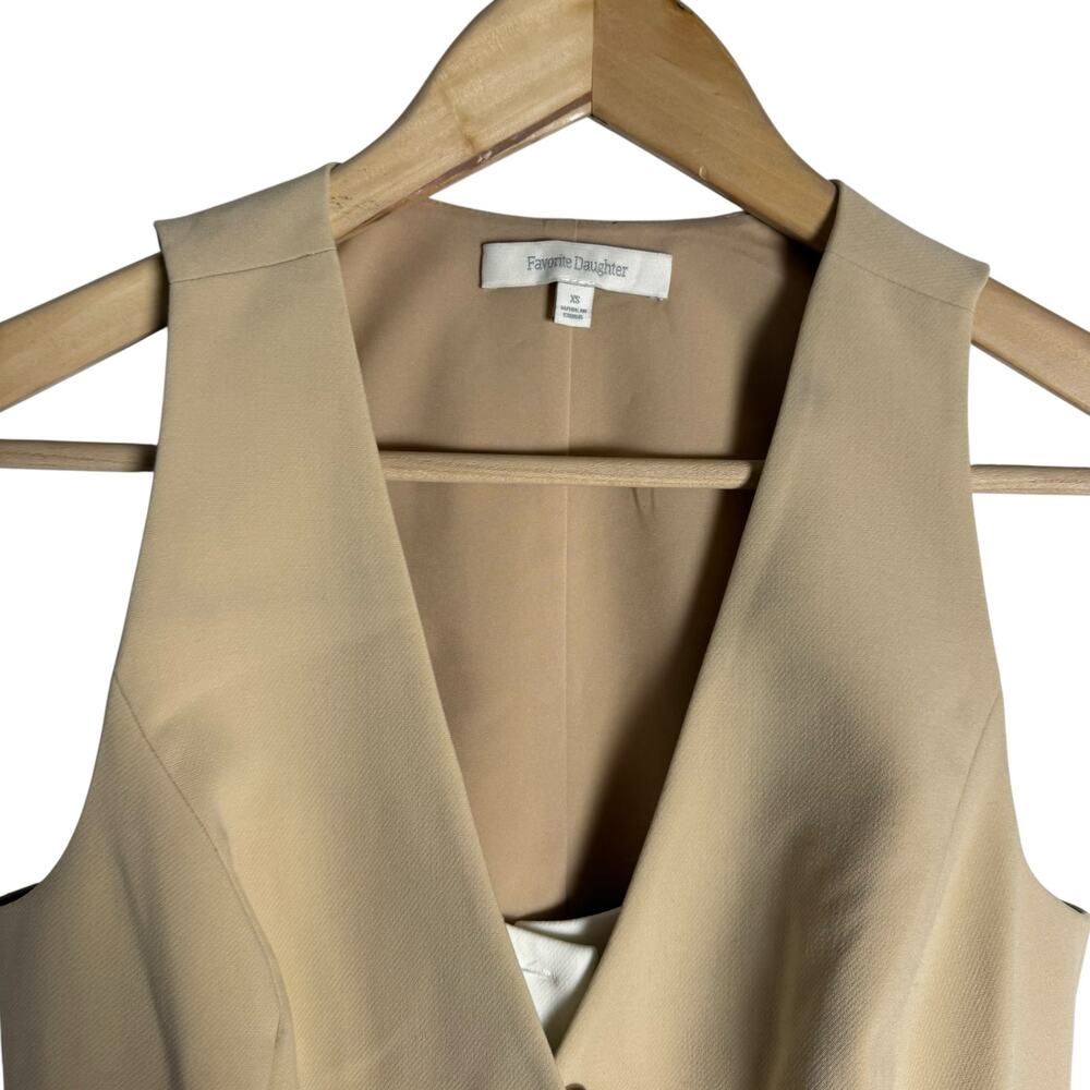 Favorite Daughter Margaret Beige Button Front Sleeveless Crepe Vest Size XS - Picture 7 of 16